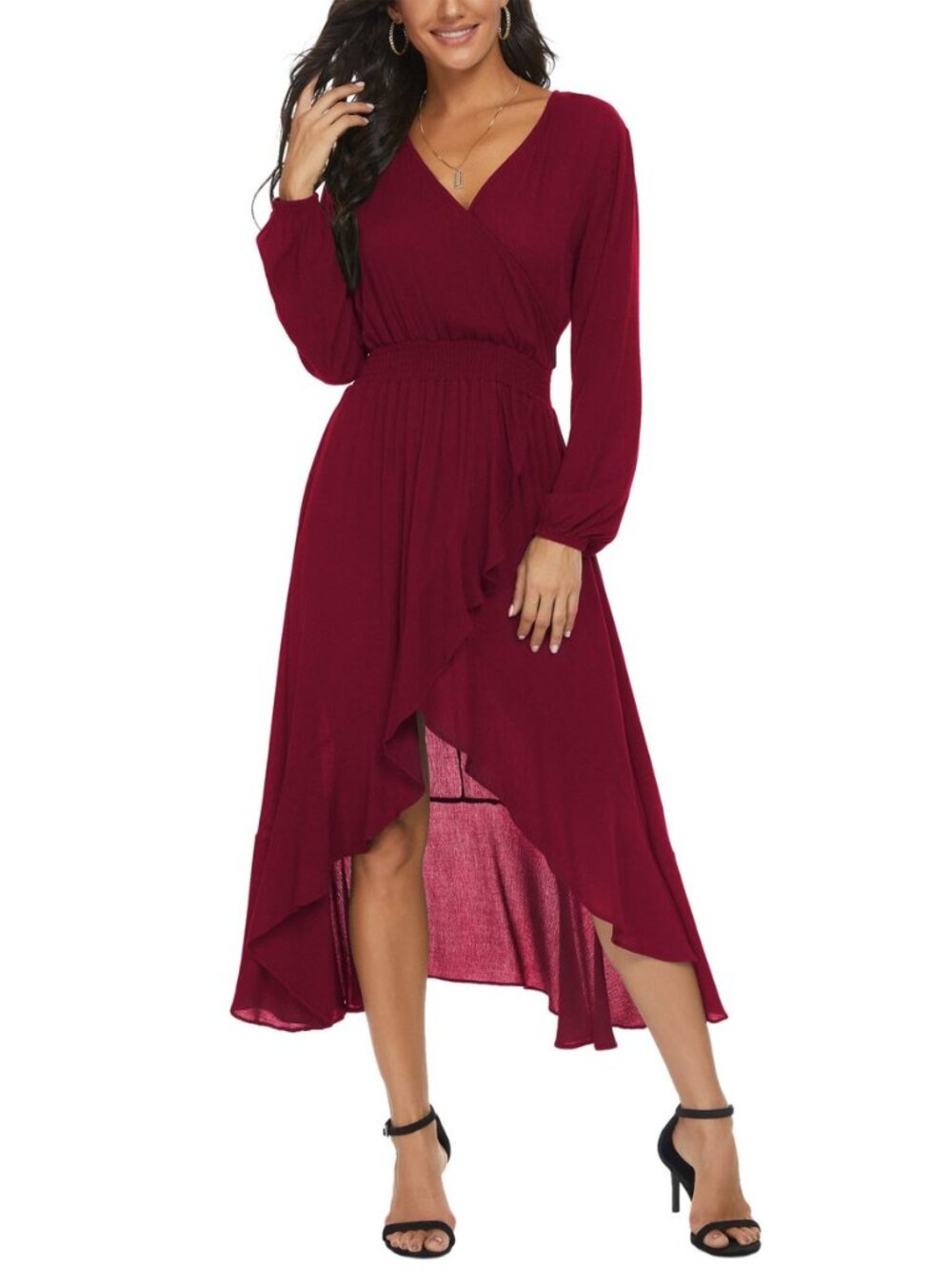 Womens Short Sleeve Floral Maxi Dress High Low V-Neck Flowy Party Long Dresses